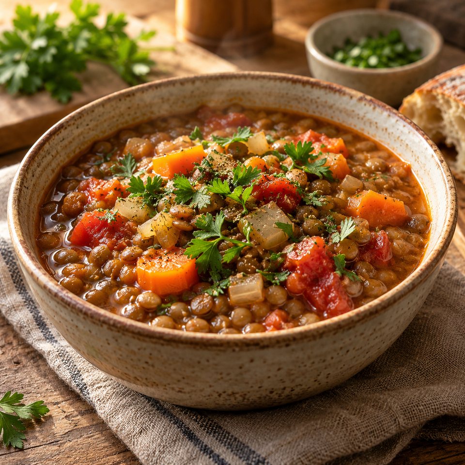 Чечевичное рагу с овощами