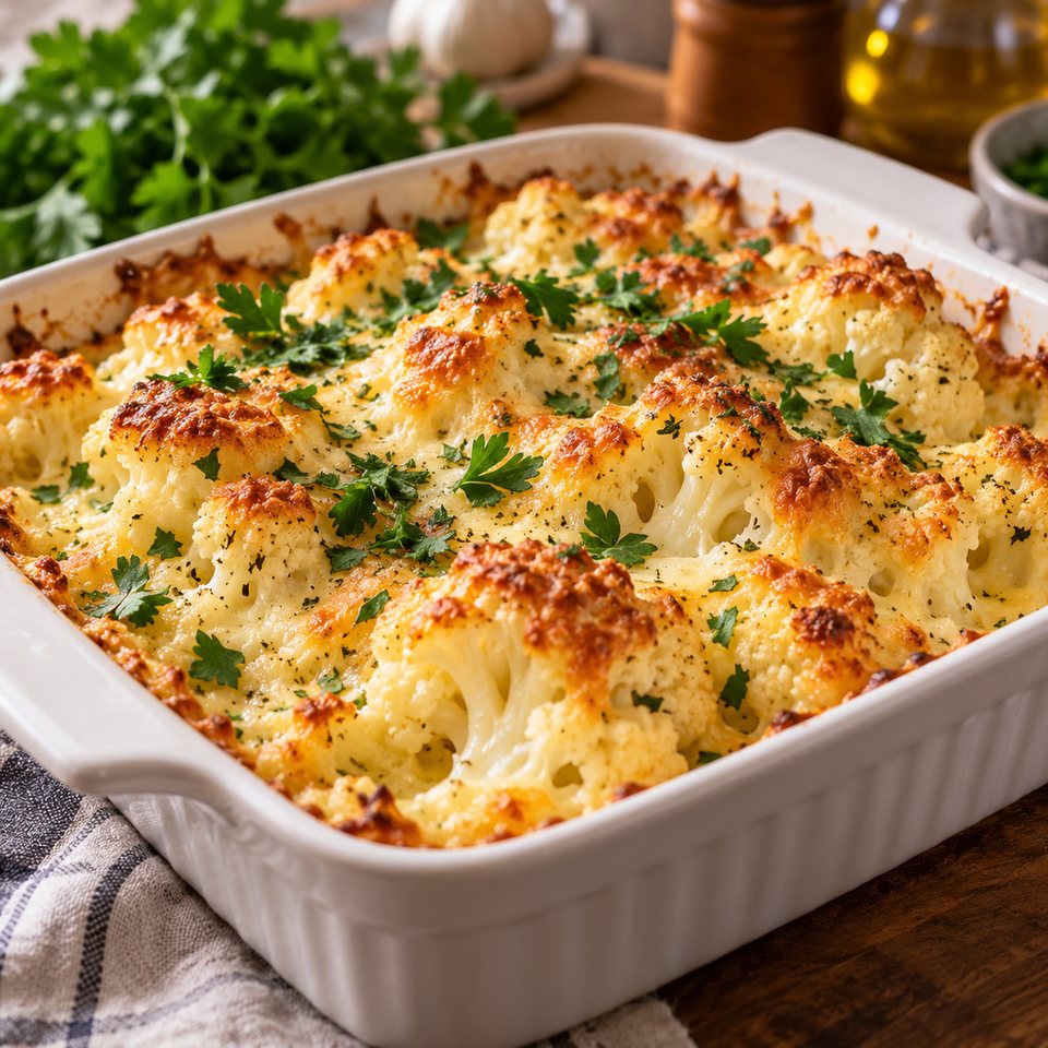 Цветная капуста с сыром и сметаной