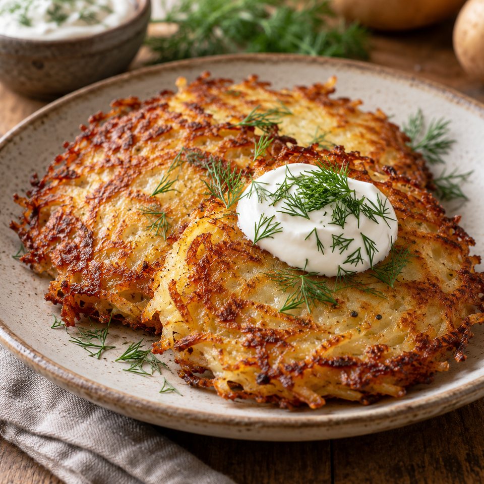 Драники со сметаной и укропом