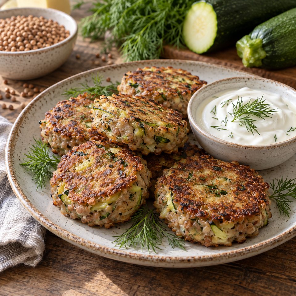 Гречаные котлеты с кабачком и укропом
