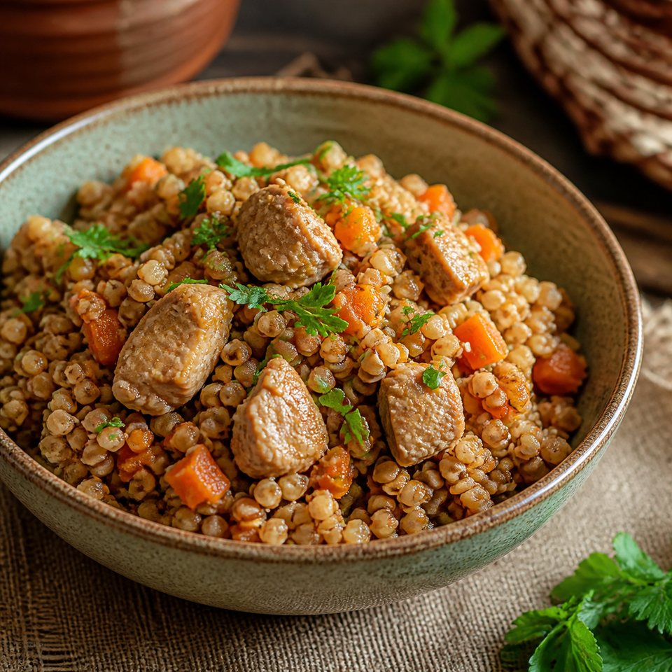 Гречка с индейкой и морковью