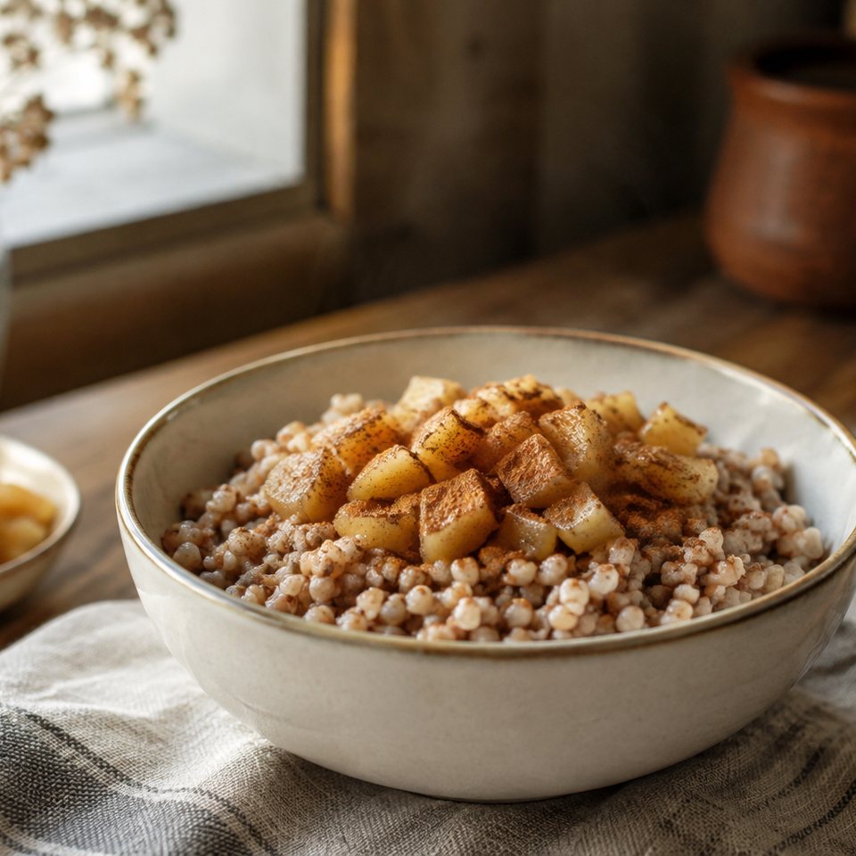 Гречневая каша с яблоком и корицей