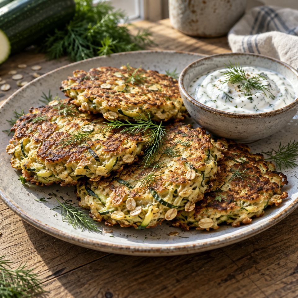 Кабачковые оладьи с овсянкой