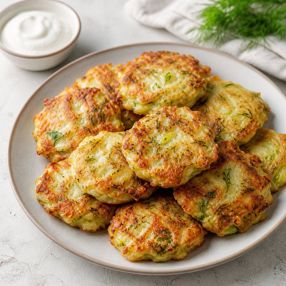 Кабачковые оладьи с сыром и укропом
