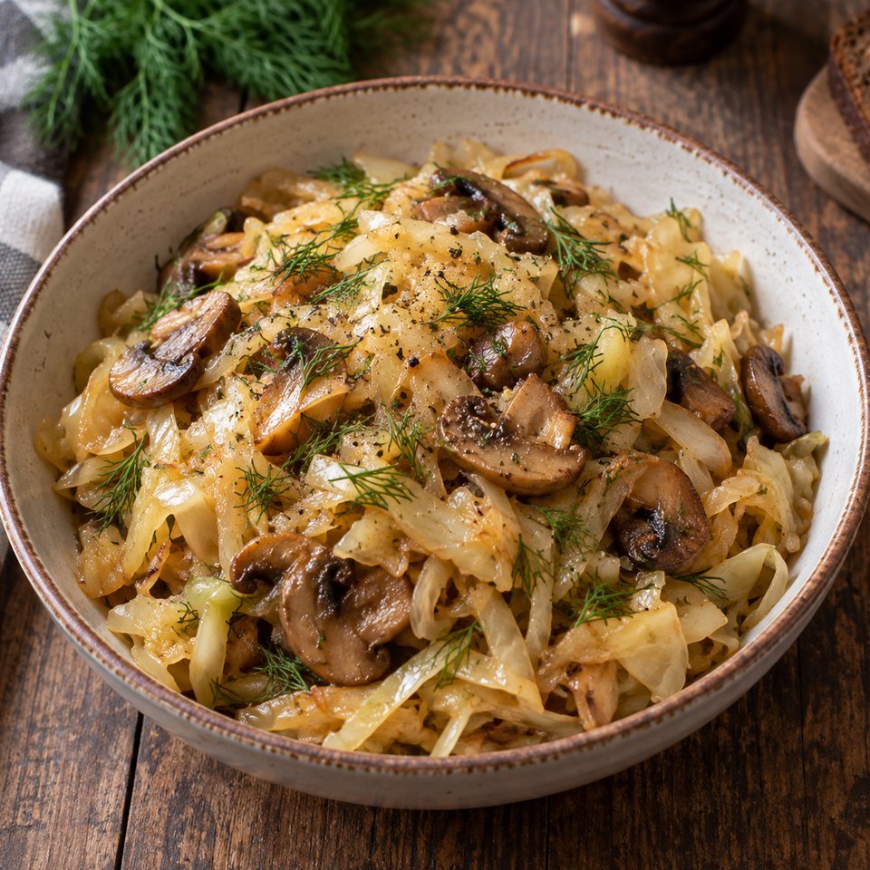 Капуста тушеная с грибами