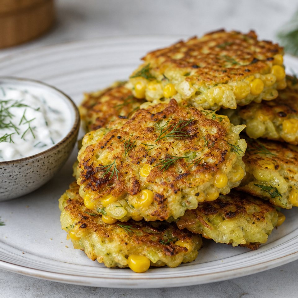 Капустные оладьи с кукурузой