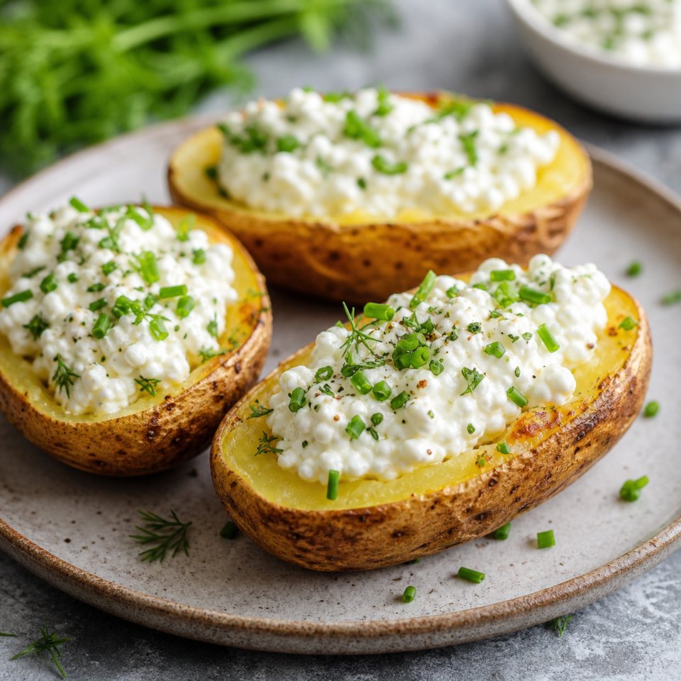Картофель с творогом и зеленью в духовке