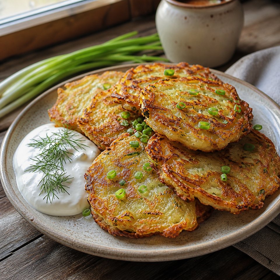 Картофельные оладьи с зеленым луком