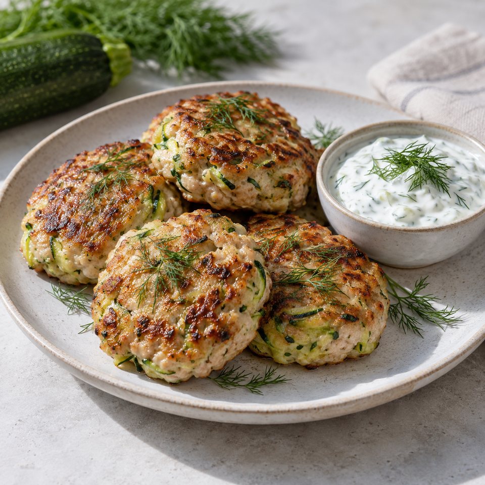 Куриные биточки с кабачком и овсянкой