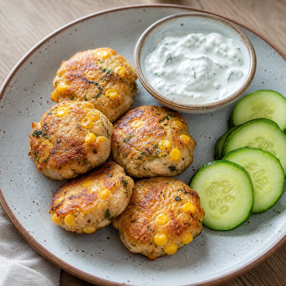 Куриные оладьи с кукурузой