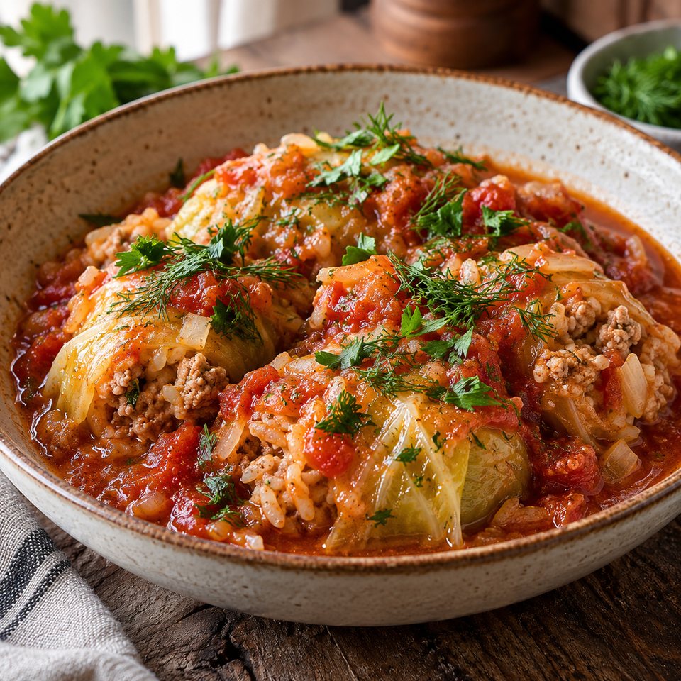 Ленивые голубцы с индейкой и рисом