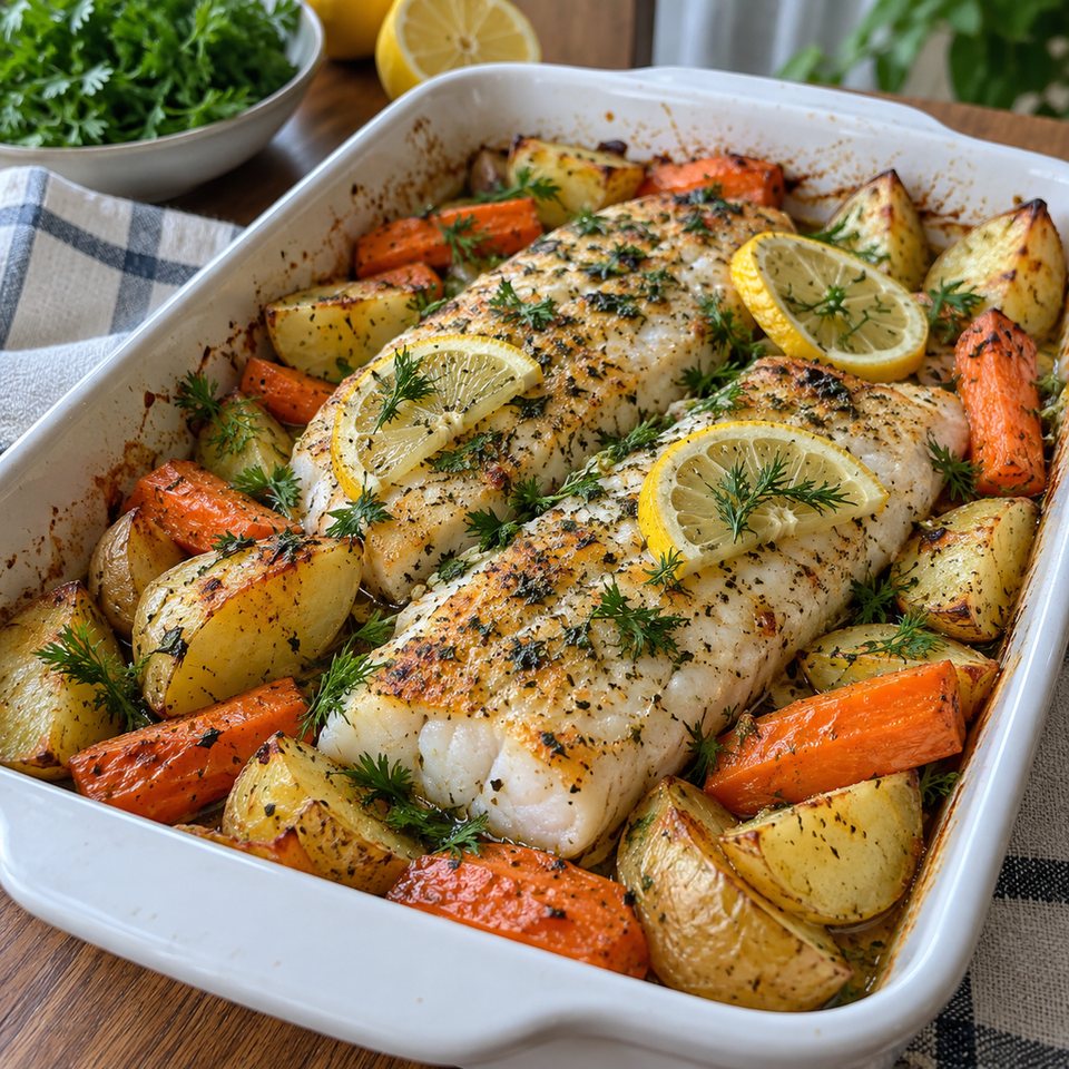 Минтай с картофелем и морковью в духовке