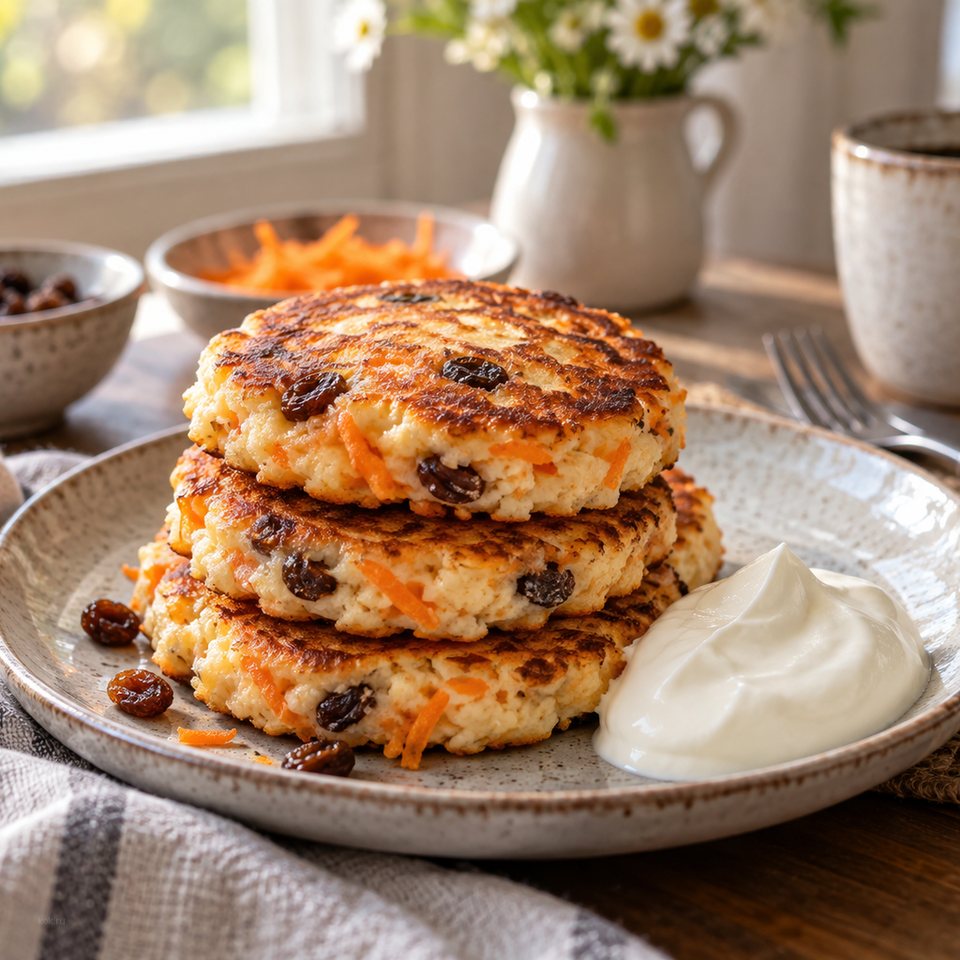 Морковные сырники с изюмом
