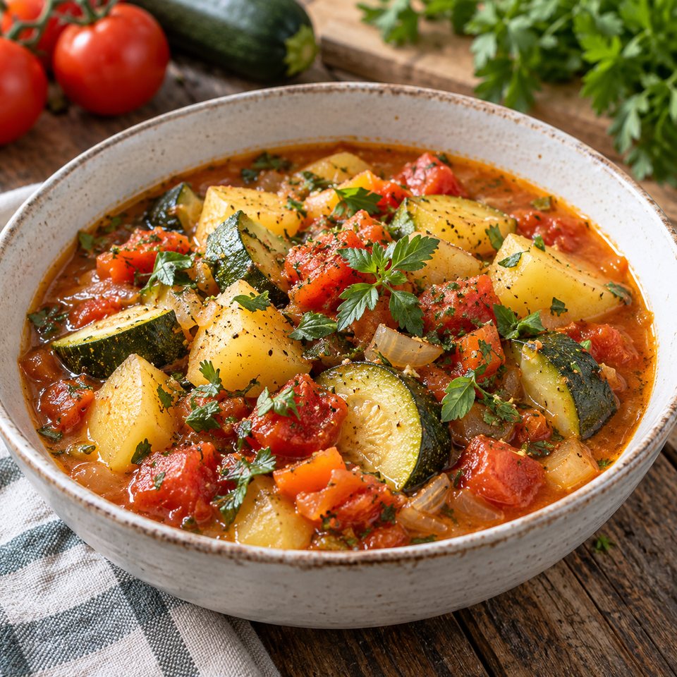 Овощное рагу с кабачком и картофелем