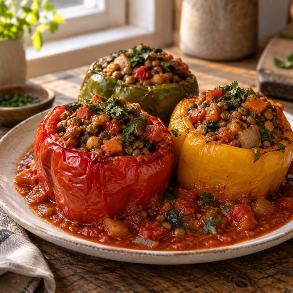 Перцы с чечевицей и овощами