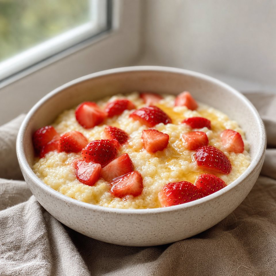 Пшенная каша с клубникой и медом