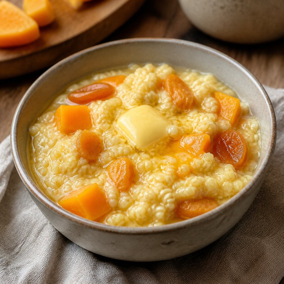 Пшенная каша с тыквой и курагой