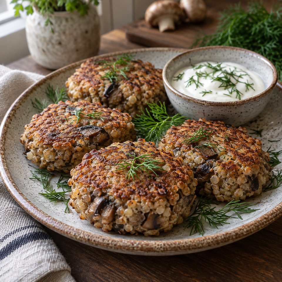 Пшенные котлеты с шампиньонами