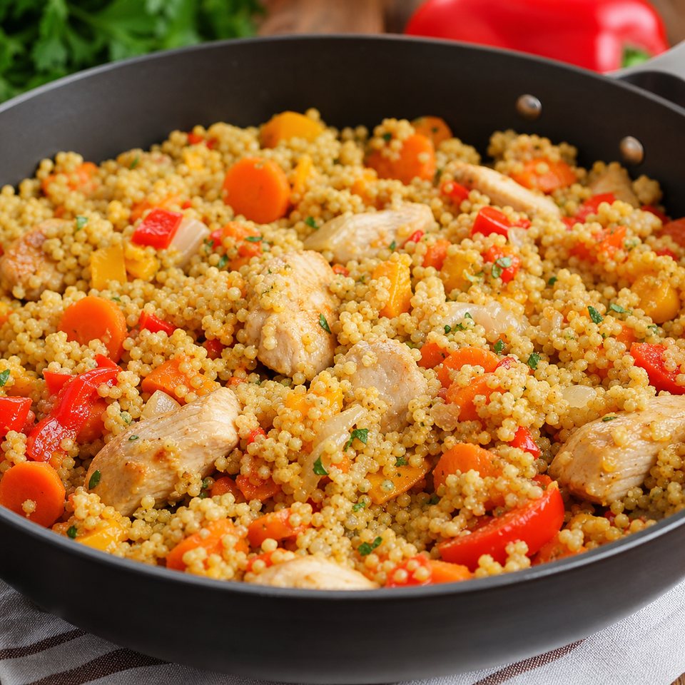 Пшено с курицей и овощами