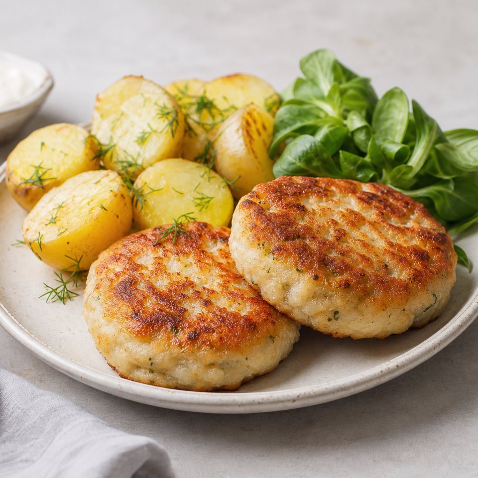 Рыбные котлеты с картофелем