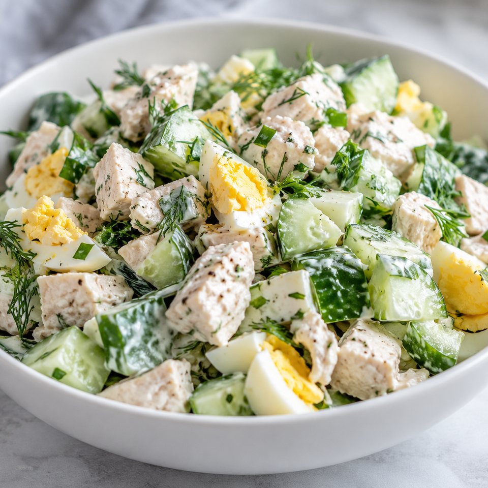 Салат с курицей, огурцом и яйцом