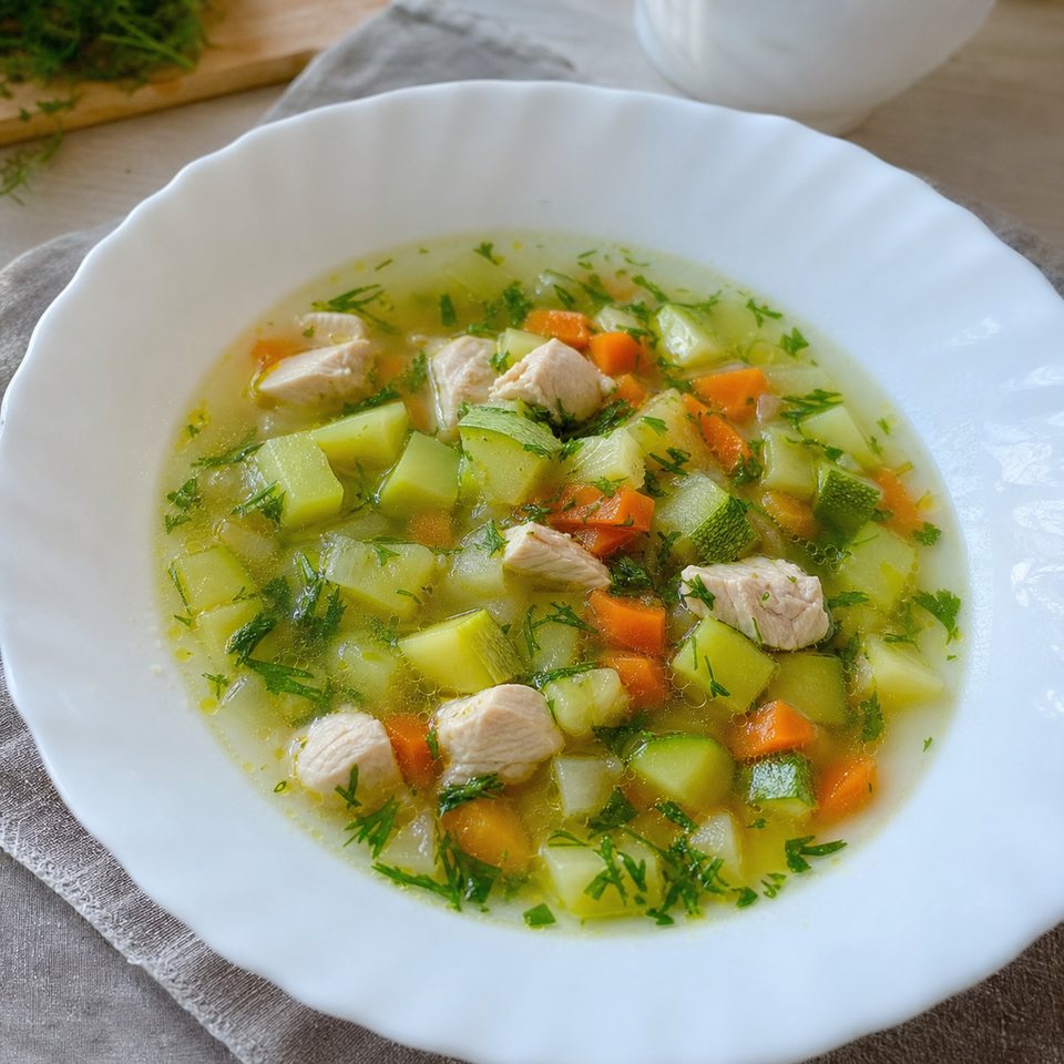 Суп с кабачком и куриным филе
