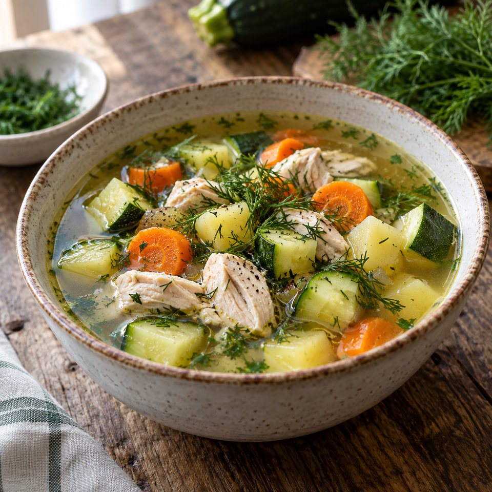 Суп с кабачком и курицей