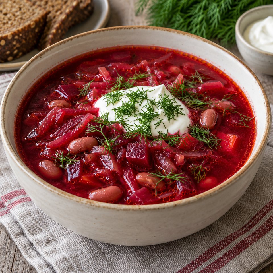 Свекольник с фасолью и укропом