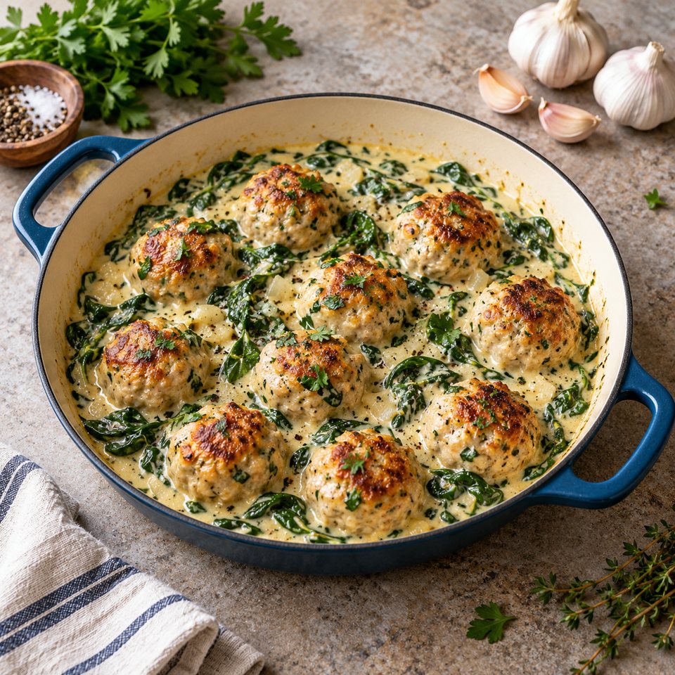 Тефтели из курицы со шпинатом