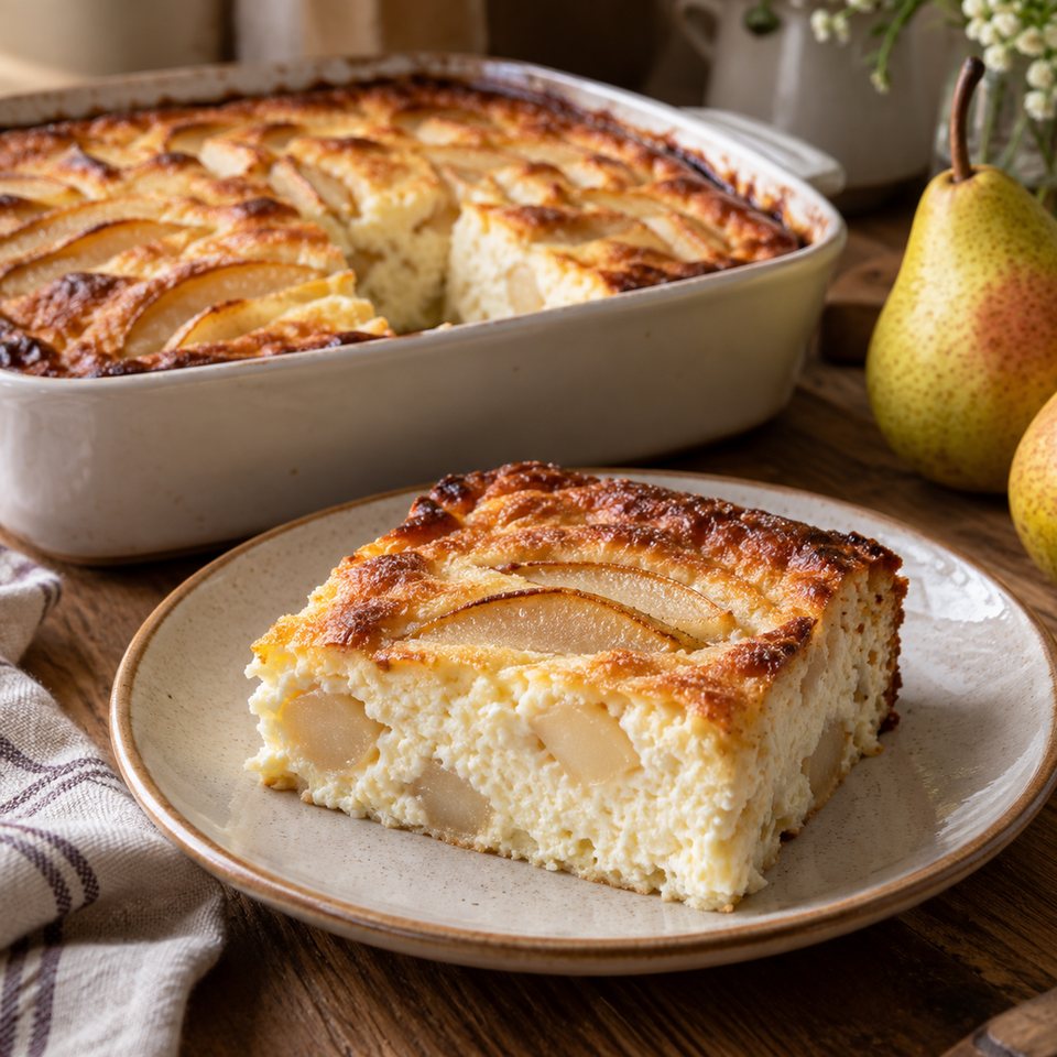 Творожная запеканка с яблоком и корицей